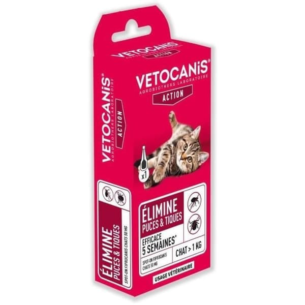VETOCANIS pipettefarvning på fipronil. anti-loppe og anti-flåt - til kat