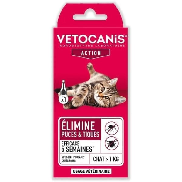 VETOCANIS pipettefarvning på fipronil. anti-loppe og anti-flåt - til kat