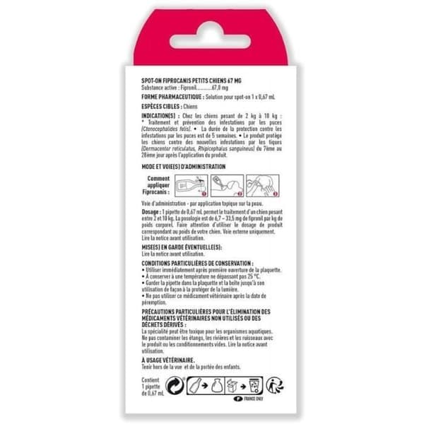 VETOCANIS Spot-on pipette Fipronil, anti-loppe og anti-flåt - til små hunde