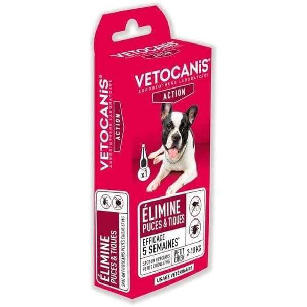 VETOCANIS Spot-on pipette Fipronil, anti-loppe og anti-flåt - til små hunde