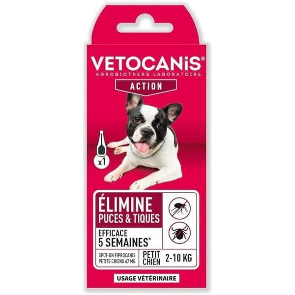 VETOCANIS Spot-on pipette Fipronil, anti-loppe og anti-flåt - til små hunde