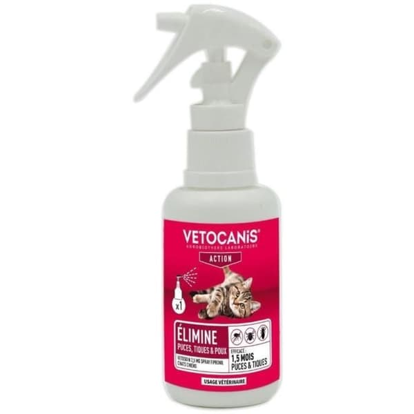 Fipronil loppe- og flåtspray - VETOCANIS - 2,5 mg til hunde og katte - 100 ml