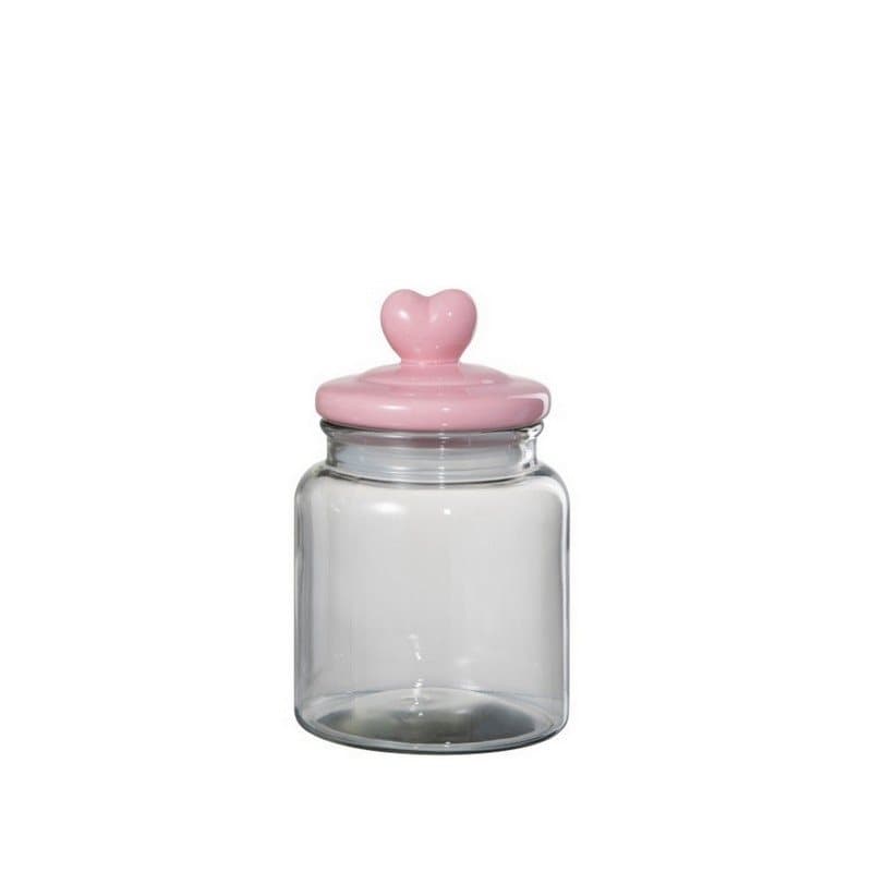 Glasburk med rosa lock i keramik 27,5 cm.
