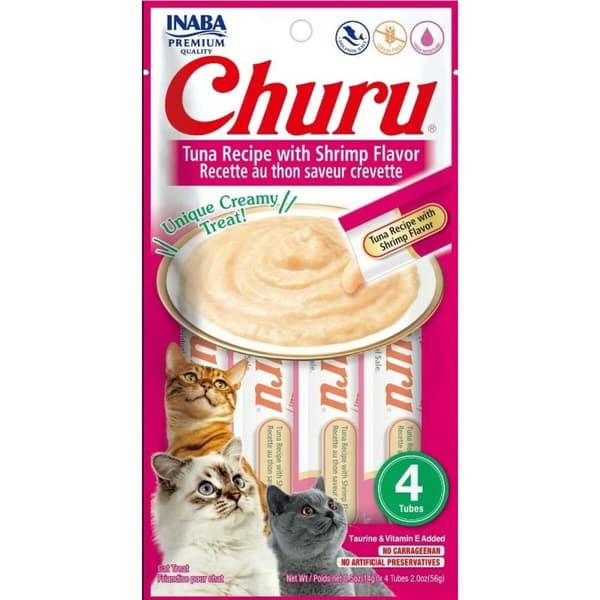 Snack for Cats Inaba Churu 4 x 14 g Räkor Tonfisk