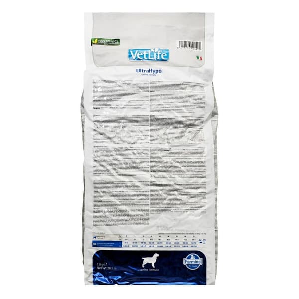 Foder Farmina Vet Life ULTRAHYPO 12 kg Voksen - Næringsrigt foder til voksne hunde, 12 kg, Ultra Hypoallergenisk.
