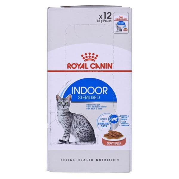 Kattmat Royal Canin Inomhus Steriliserad Kött 12 x 85 g - Balanserad kost för inomhuskatter.