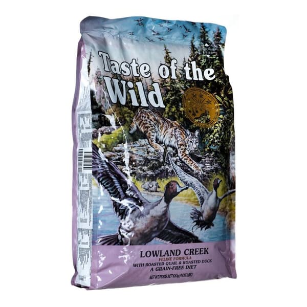 Kattmat Vuxen Anka 6,6 kg - Taste Of The Wild Lowland Creek - Fodret för din vuxna katt med anka. Lågkolhydrat och rik på protein.