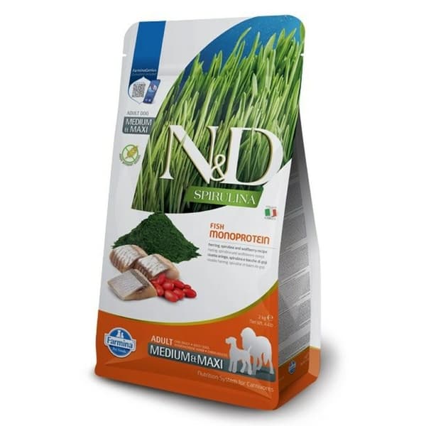 Foder Farmina N&D Voksen Fisk Lam 7 kg Spirulina