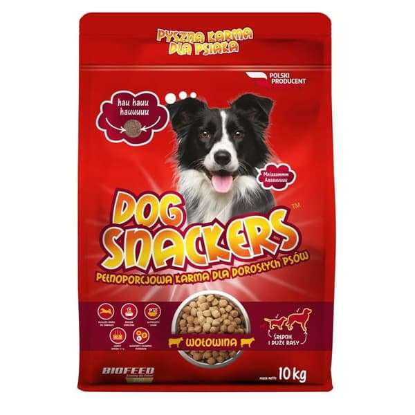 Foder Biofeed Dog Snackers Adult medium & large Beef Oksekød 10 kg