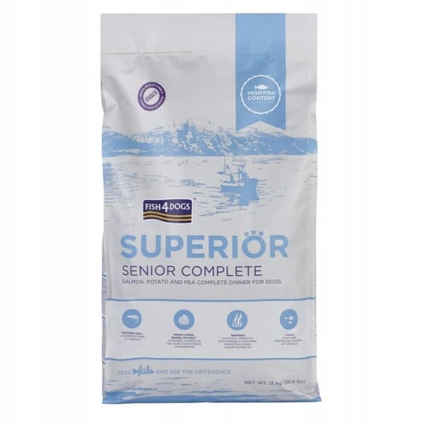 Foder FISH4DOGS Superior Senior Complete Salmon Laksefarvet 12 kg