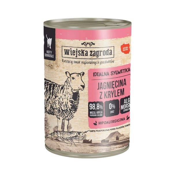 Kattmat WIEJSKA ZAGRODA Lamb with krill 400 g