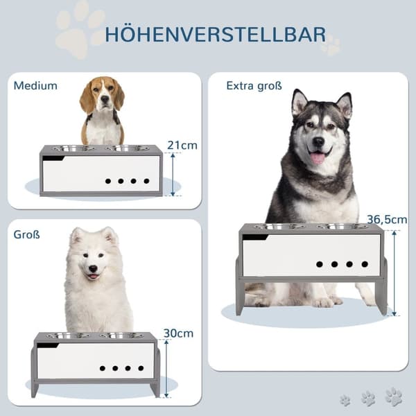 Höjd Hundskål, 62.5x30x36.5 cm, Grå