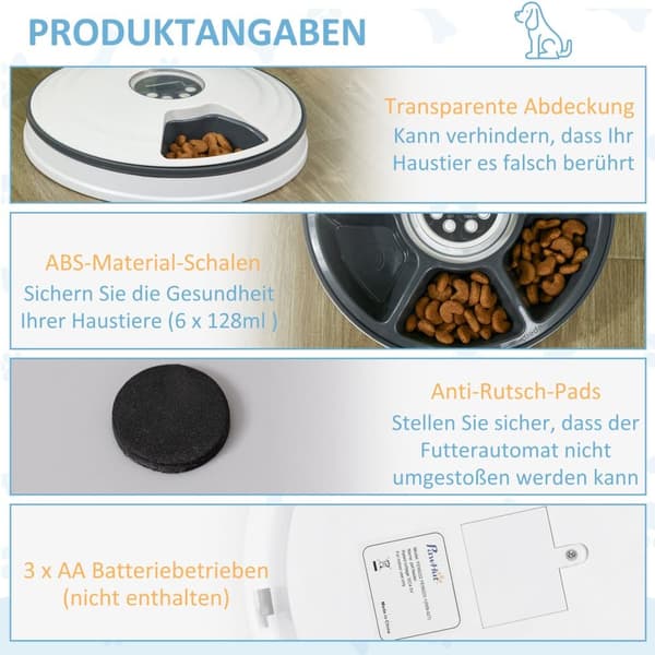 Husdjursmatare, Ø30.5x7.2H cm, Vit+Grå