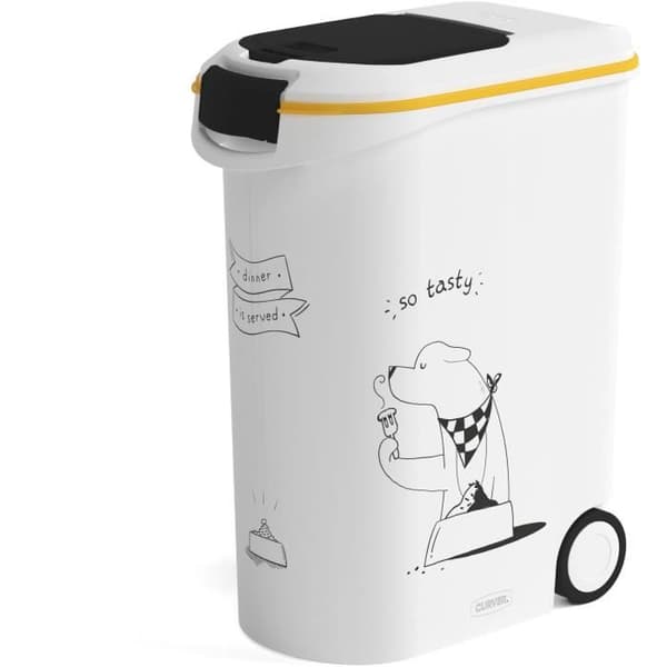 CURVER Hundefoderbeholder på hjul 20 kg - 54L - Middag serveres