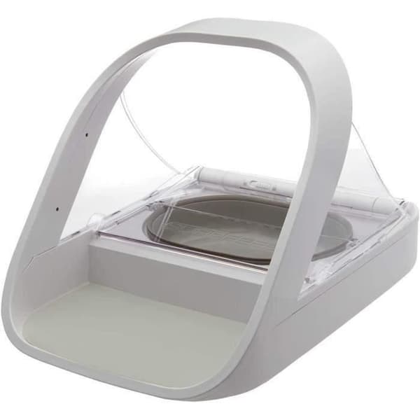 SUREFEED Mikrochip Foder/Kibble Dispenser - Hvid (Enkelt Skål, Dobbelt Skål, Måtte & Etiket) Hvid