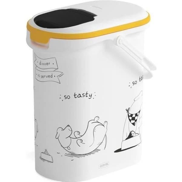 CURVER Matbehållare Middag serveras - 4 kg - 10 L - Vit och svart - För hund
