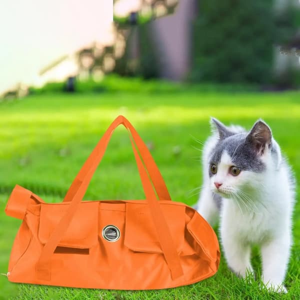 Kattvårdsbag, Andningsbar Design, Justerbar Nackrem,Orange 57cmx27cm L