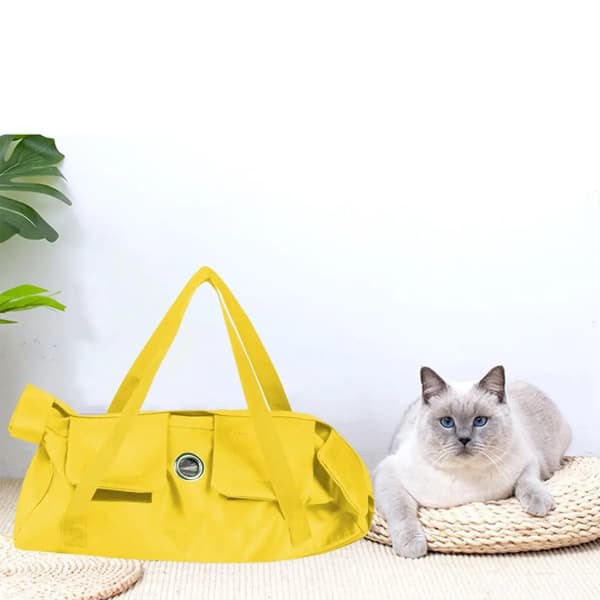Katpleje Taske, Åndbar Design, Justerbar Halsrem,Gul 37cmx24cm S
