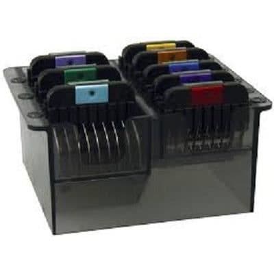 MOSER Kasse med kamme 8 stykker - Fastgør 3, 6, 10, 13, 16, 19, 22 og 25mm - Til hunde