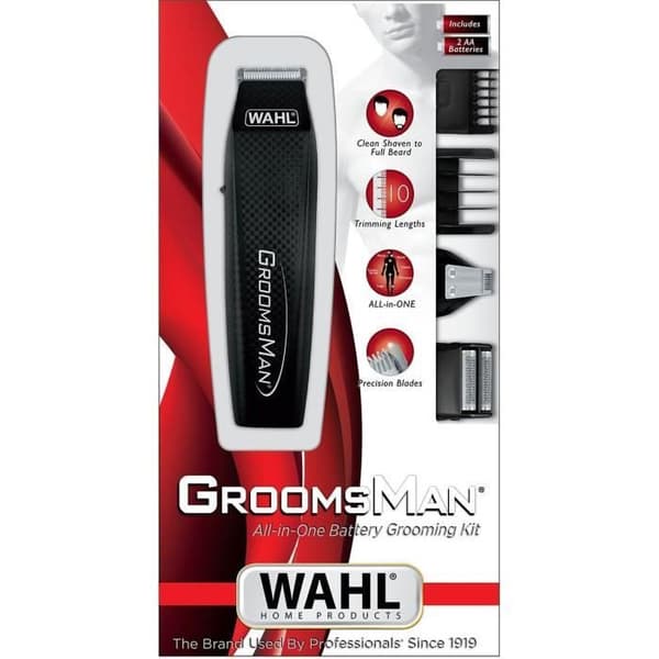 Multifunktionstrimmer - WAHL - GroomsMan allt i ett - Professionellt och avtagbart skärhuvud - Svart