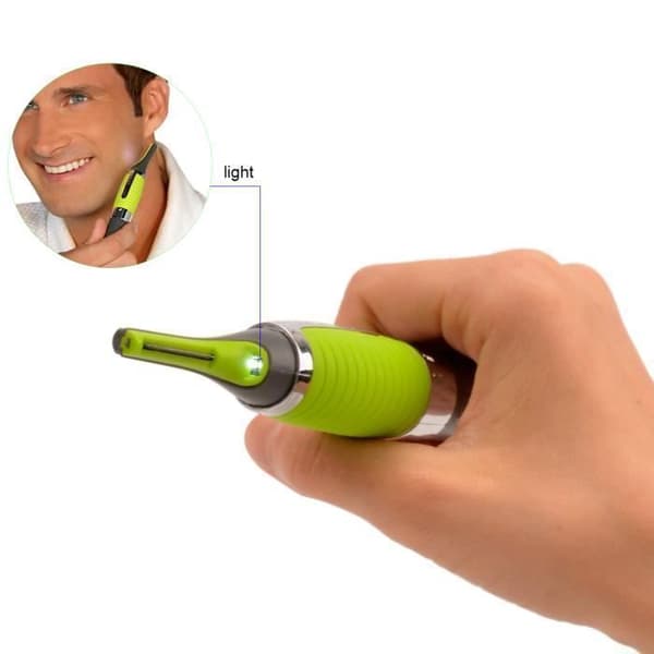 Öron Nose Face Trimmer med LED-ljus för män och kvinnor - Grön - Tillbehör ingår