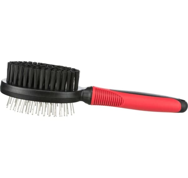 Harja, kaksipuolinen, muovi-/nylon- ja metalliharjakset, 5 × 21 cm