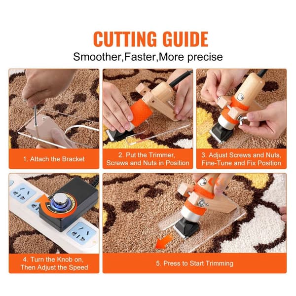 200W 1500-6100RPM multifunktionell elektrisk matttrimmer med klippguide, 6 hastighets justerbart blad