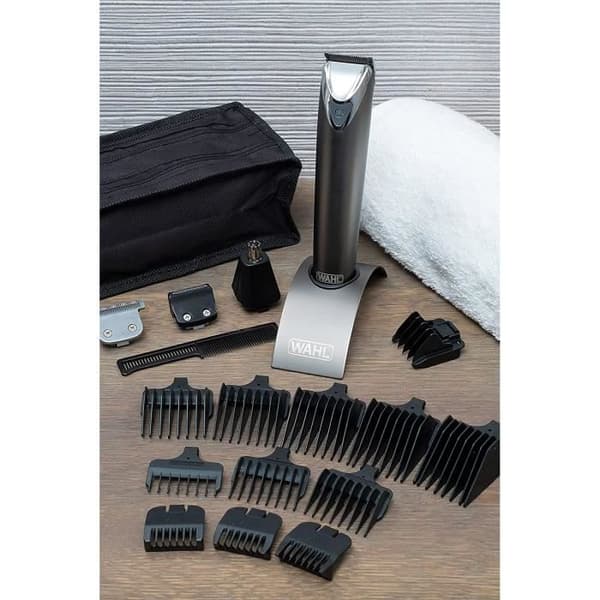 WAHL Multifunktionstrimmer Rostfritt stål Advanced 09864-016 - Litiumjontrimmer tillverkad i EU - 4 skärhuvuden ingår