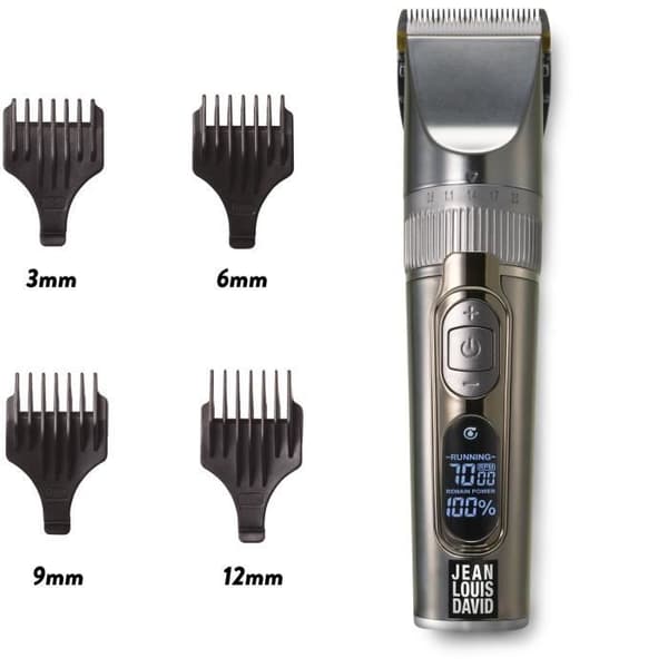 Hår- och skäggtrimmer - JEAN LOUIS DAVID - Digital Clipper - 25 klipphöjder - Lithium-Ion batteri - Lång batteritid