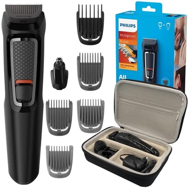 Skägg- och näshårstrimmer - Philips - Multigroom MG3730/15 - 8 tillbehör - Rostfritt stål - Resväska