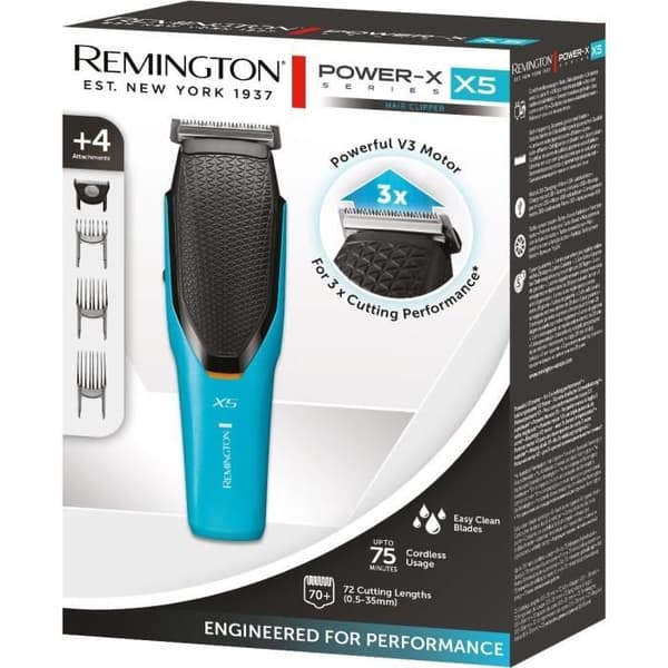 Hårklippare - REMINGTON - HC5000 X5 Power Xseries - 75 min - Turbo - Blå