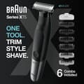 Miniatyrbild 2 av 6: Braun Series XT5 mäns elektriska rakapparat och hybridtrimmer, ansikte + kropp, hållbart blad och resväska svart, XT5200