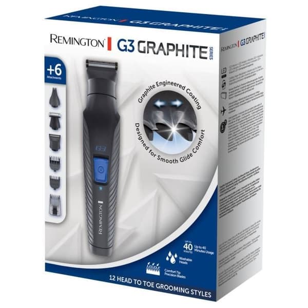 Remington PG3000 Graphite Series G3 multifunktionstrimmer, hår, skägg, ansikte, självvässande blad