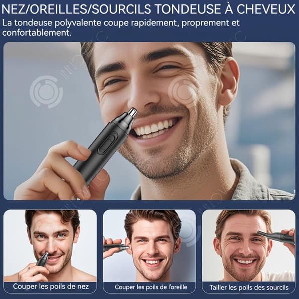 INN Nose Ear Trimmer for Men 2 in 1 500mAh IPX7 Vattentät LED USB Laddning Dubbeleggat blad för ögonbryn och ansikte