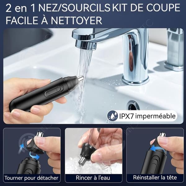 INN Nose Ear Trimmer for Men 2 in 1 500mAh IPX7 Vattentät LED USB Laddning Dubbeleggat blad för ögonbryn och ansikte