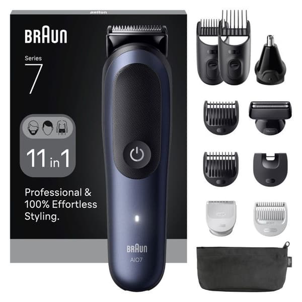 Braun Trimmer All-in-One Series 7, 11-i-1 Kit, ProBlade, AutoSense, AIO7540, Blå