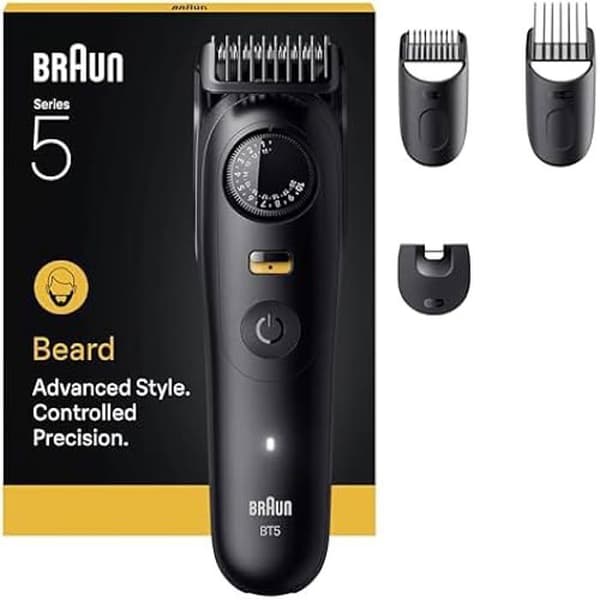 Skäggtrimmer - BRAUN - Series 5 - Ultra-Skarp Blad - 120 Min Autonomi - 40 Längder Svart