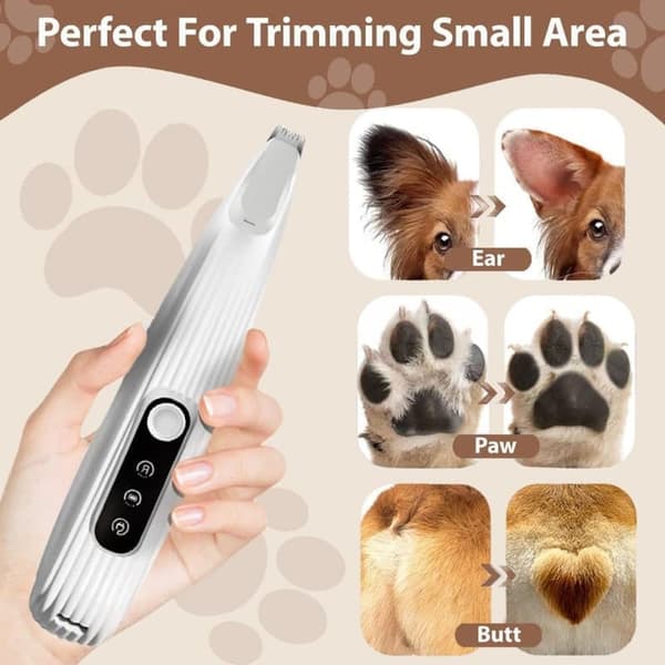Hundeklipper til hundepoter, USB genopladelig, Støjsvag, med LED-lys, Præcisionsklipning