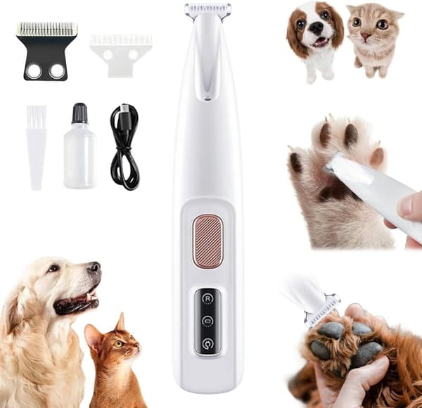 Uppgradering Hundklippare för Hundtassar – Tyst och Effektiv Tasstrimmer med LED-lampa