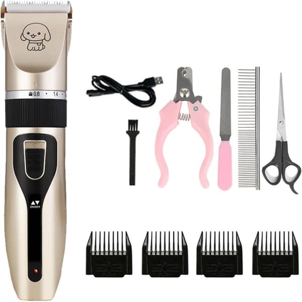 OBOSOE Silent Frakketrimmer til Hunde-/Hundetrimmer med tilbehør Metallic Style2:11pcs