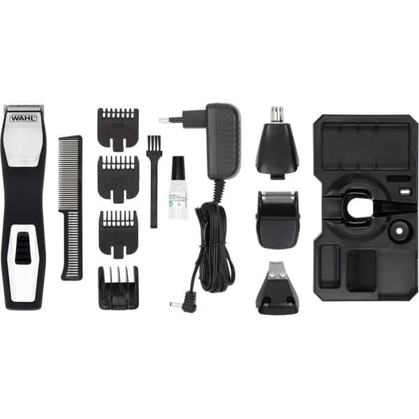 Skäggtrimmer - WAHL - GROOMSMAN PRO - 2,4 V - 6 kammar - Autonomi: 60 min - Svart / Silver