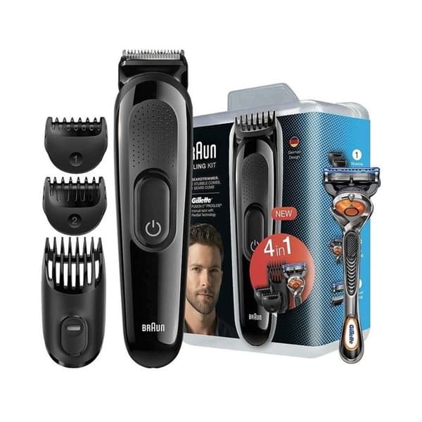 Multifunktionell Gräsklippare Braun SK3000 Styling Kit 4 Tillbehör + Gillette F5 ProGlide