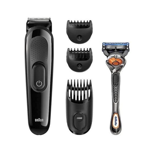 Multifunktionell Gräsklippare Braun SK3000 Styling Kit 4 Tillbehör + Gillette F5 ProGlide Svart