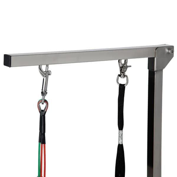 Rootz Sminkbord för husdjur - Justerbart i höjdled - Träningsarm för husdjur - Hänghållare och skötslinga - Silver - 36 x 8 x 74 cm
