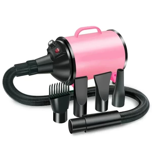 Hundedryer, 2800W effekt, justerbar vindhastighed,Lyserød