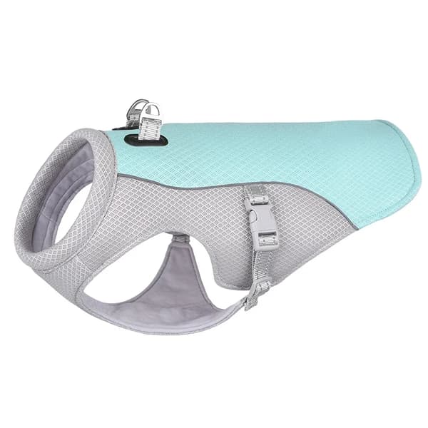 Sommerhundekølevest, åndbart mesh, justerbar pasform, reflekterende egenskaber,Blå, XL
