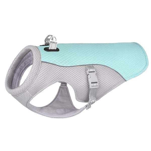 Sommerhundekølevest, åndbart mesh, justerbar pasform, reflekterende egenskaber,Blå, XL