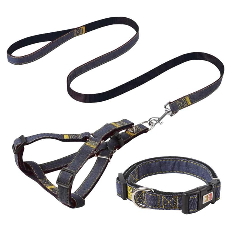 Cowboy hundkoppel kostym hund dragkoppel Bröstband Halsbandsring 3-pack Svart
