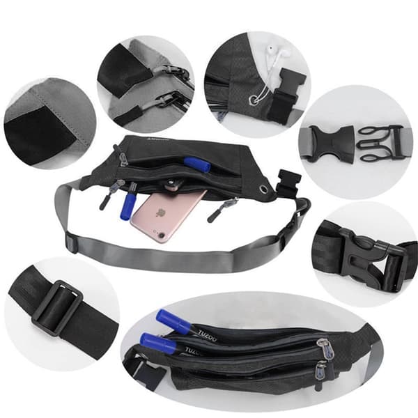 INF Hundkoppel Handsfree med Midjeväska Svart