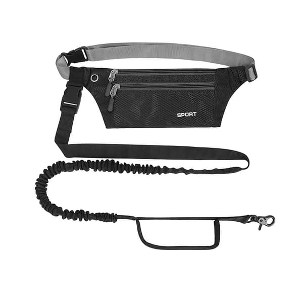 INF Hundkoppel Handsfree med Midjeväska Svart